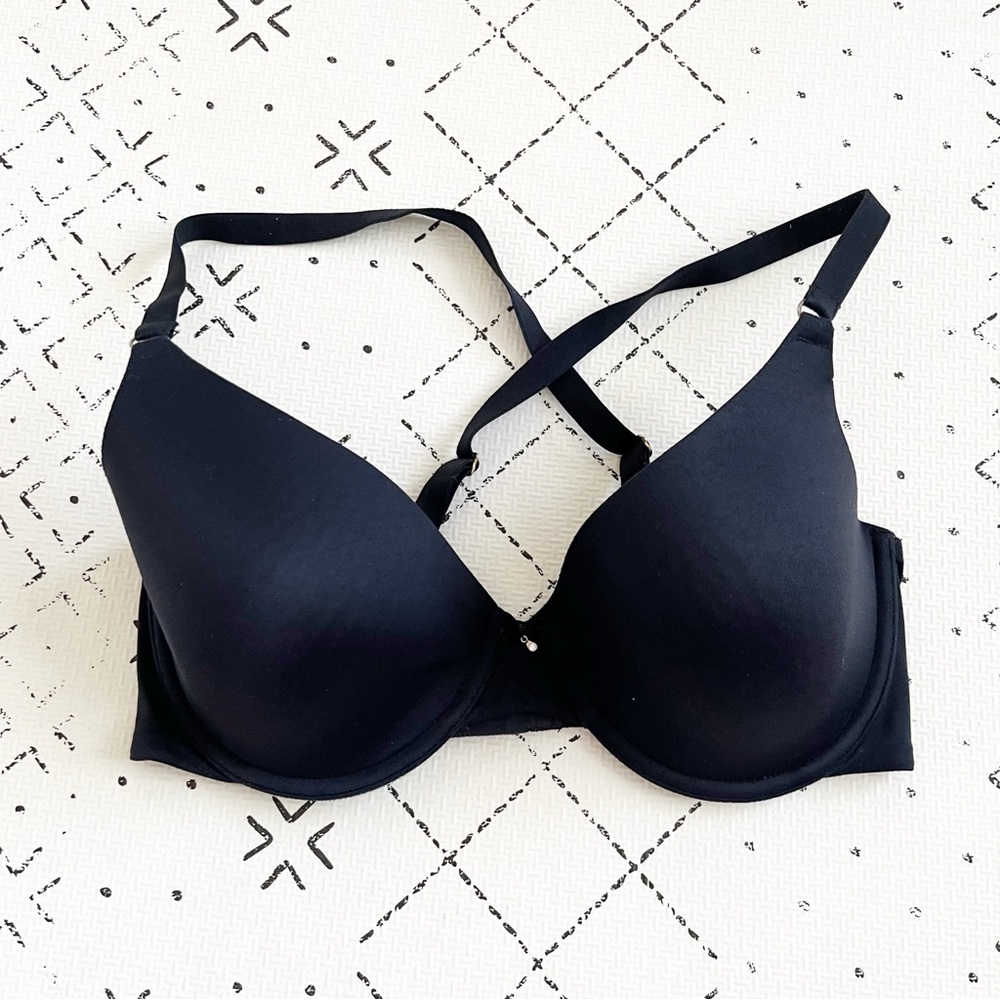 Soma Embraceable Average Coverage Bra 34DD Smooth Black Satin